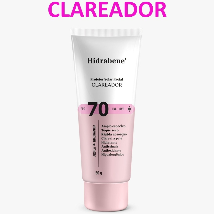 Hidrabene Protetor Solar Facial Clareador FPS 70 Antissinais