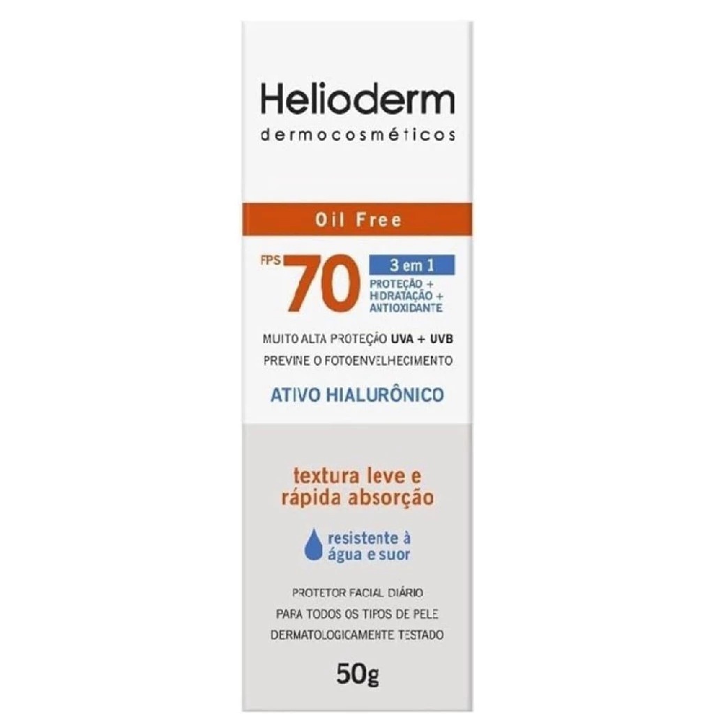 Protetor Solar Facial Helioderm Oil Free 3 em 1 FPS 70