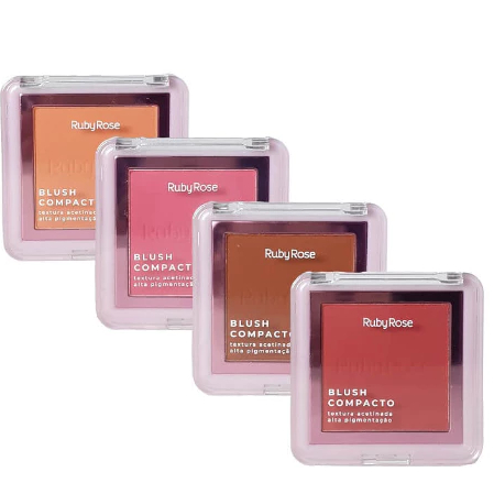 Blush Compacto Ruby Rose Alta Pigmentação Textura Acetinada
