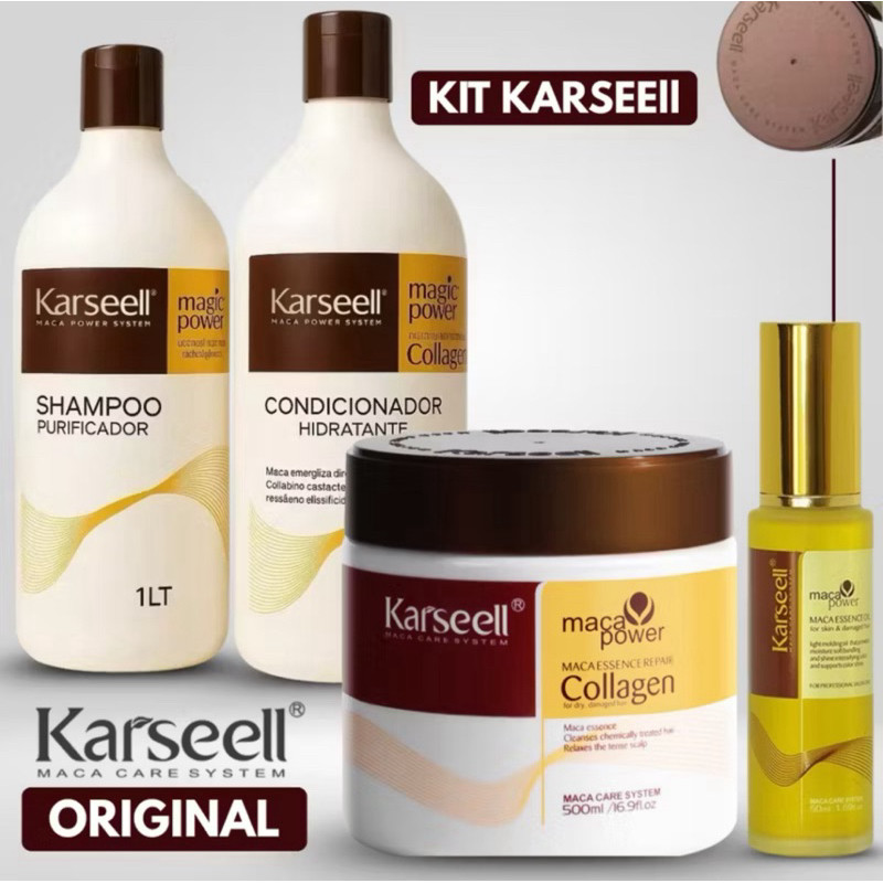 Karseell Kit Profissional Completo Shampoo 1L + Condicionador + Máscara + Óleo